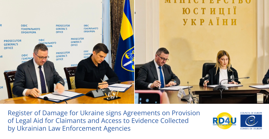 Register of Damage for Ukraine signs Agreements on Provision of Legal Aid for Claimants and Access to Evidence Collected by Ukrainian Law Enforcement Agencies